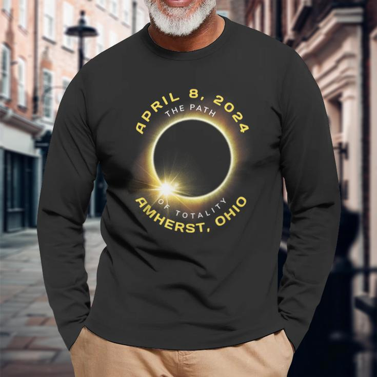 Amherst Ohio Solar Eclipse Totality April 8 2024 Souvenir Long Sleeve T-Shirt Gifts for Old Men