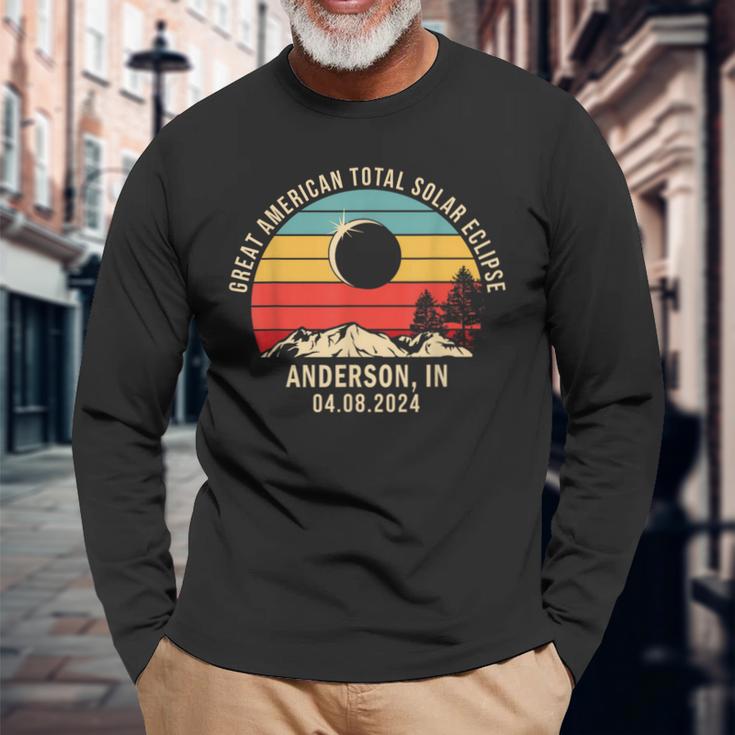 Anderson In Indiana Total Solar Eclipse 2024 Long Sleeve T-Shirt Gifts for Old Men