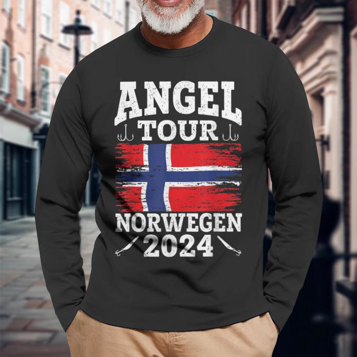 Angel Tour Norway 2024 Fishing Team Norway Flag Angler Langarmshirts Geschenke für alte Männer