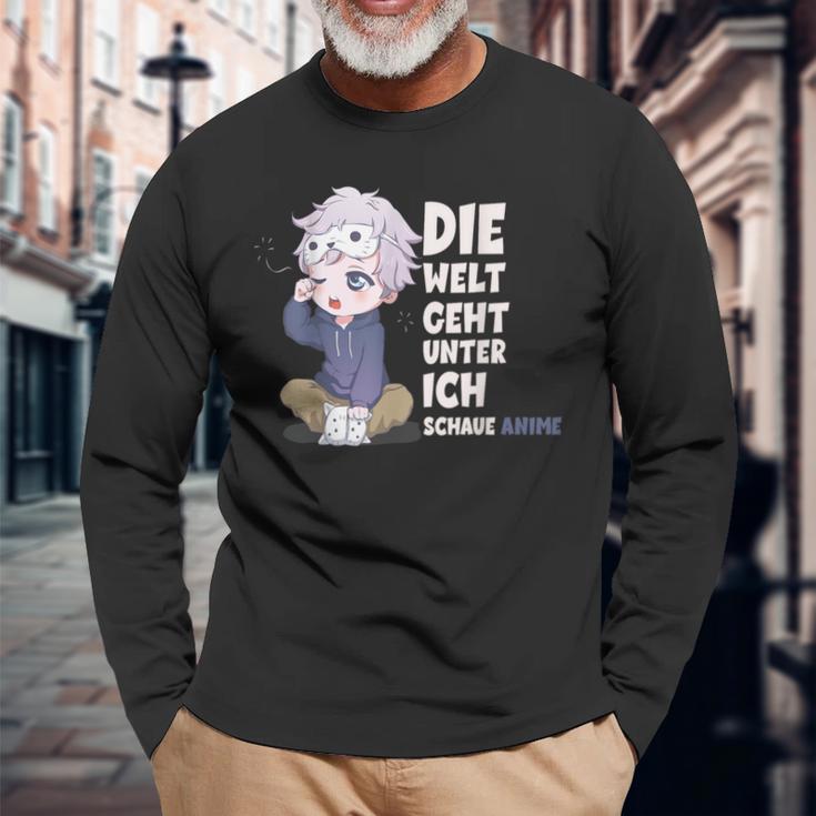 Anime Die Welt Geht Unter Ich Schaue Langarmshirts Geschenke für alte Männer