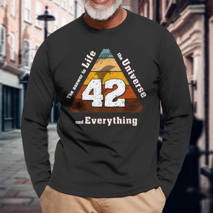 The Answer To Life The Universe And Everything Is Simple 42 Long Sleeve T-Shirt Gifts for Old Men