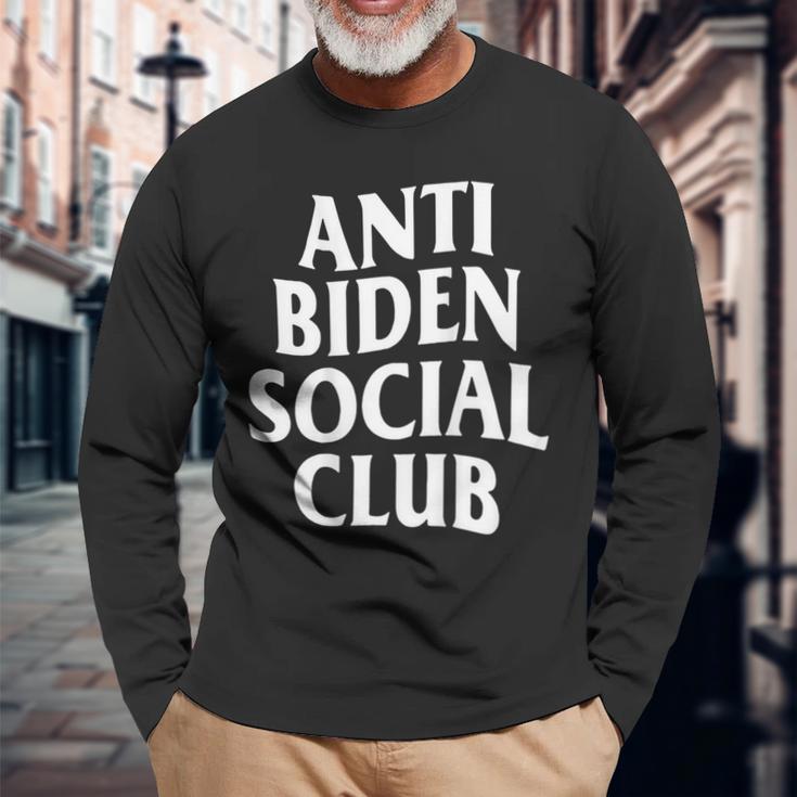 Anti Biden Social Club On Back Long Sleeve T-Shirt Gifts for Old Men