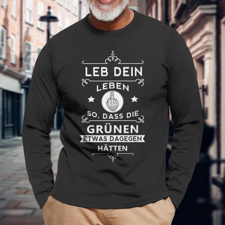 Anti-Grünen Leb Dein Leben So Party Co2 Middle Finger Langarmshirts Geschenke für alte Männer