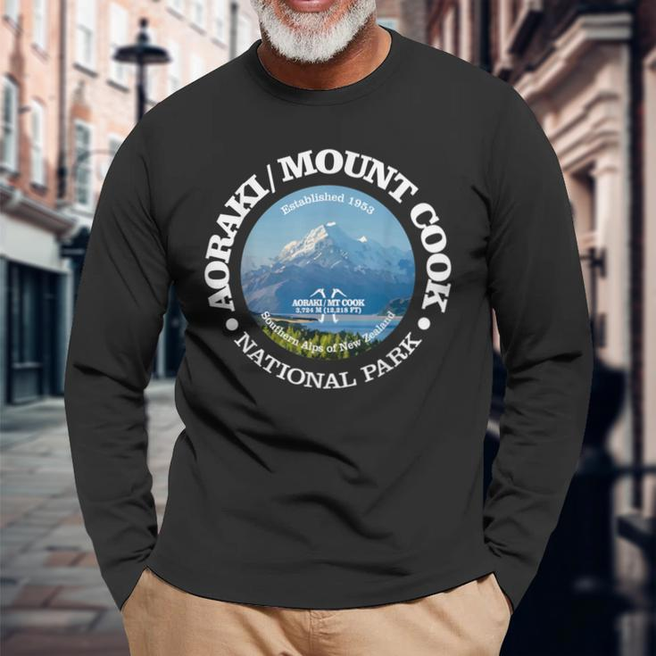 Aoraki Mount Cook National Park New Zealand Hiking Long Sleeve T-Shirt Gifts for Old Men