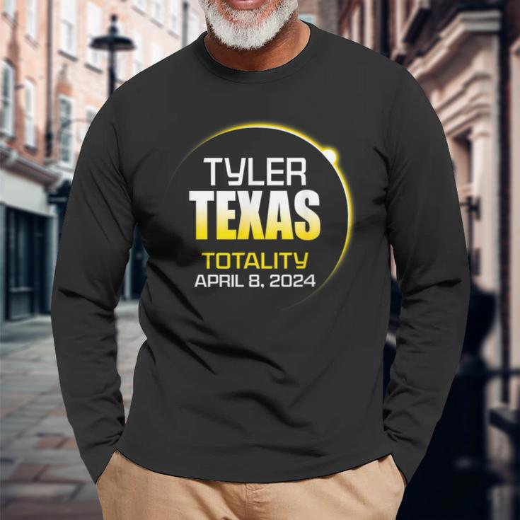 April 2024 Total Solar Totality Eclipse Tyler Texas Long Sleeve T-Shirt Gifts for Old Men