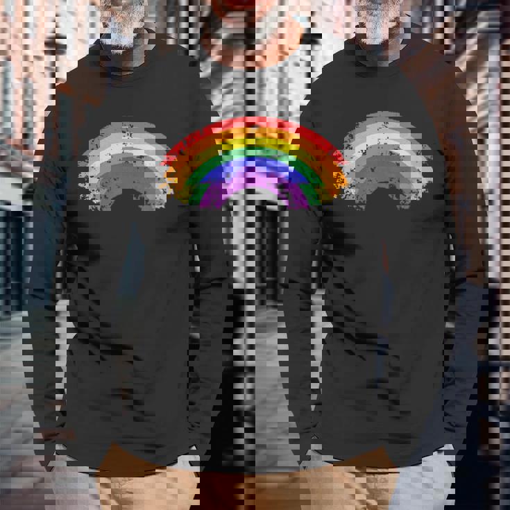 Arco Iris Lgbt Bandera Lesbianas Gay Pride Bandera Camiseta de manga larga Regalos para ancianos