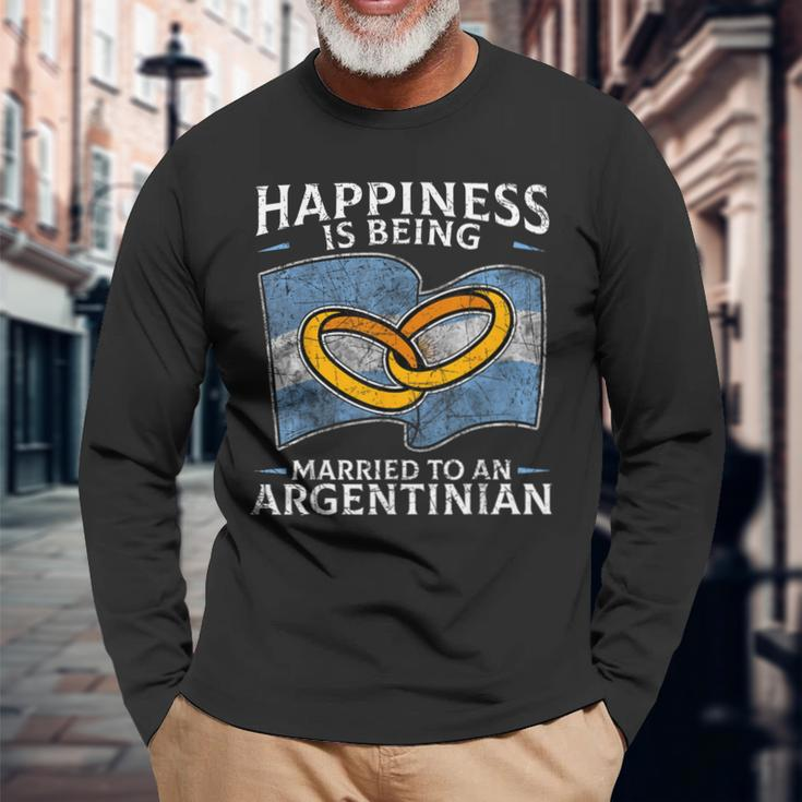 Argentinian Marriage Argentina Roots Heritage Married Long Sleeve T-Shirt Gifts for Old Men