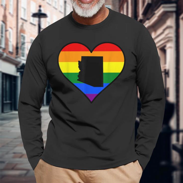 Arizona Gay Pride Heart Long Sleeve T-Shirt Gifts for Old Men