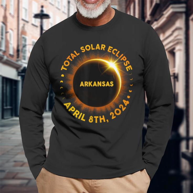 Arkansas Total Solar Eclipse 2024 Totality April 8Th 2024 Long Sleeve T-Shirt Gifts for Old Men