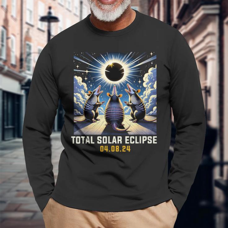 Armadillo Howling At Solar Eclipse Long Sleeve T-Shirt Gifts for Old Men