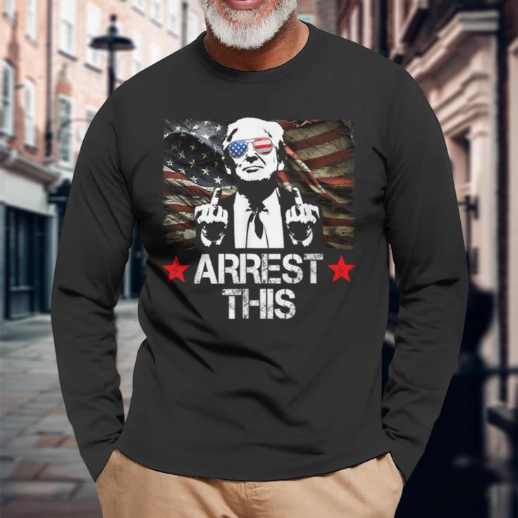 Arrest This Trump Fingers Pro Trump 2024 Long Sleeve T-Shirt Gifts for Old Men