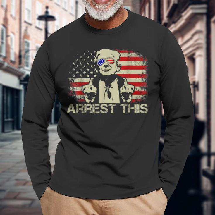 Arrest This Trump Fingers Pro Trump Trump Arrest This Long Sleeve T-Shirt Gifts for Old Men