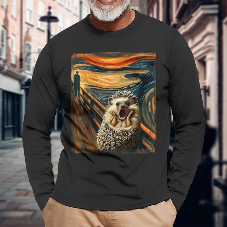 Artsy Scream For Hedgehog Lovers Artistic Hedgehog Long Sleeve T-Shirt Gifts for Old Men