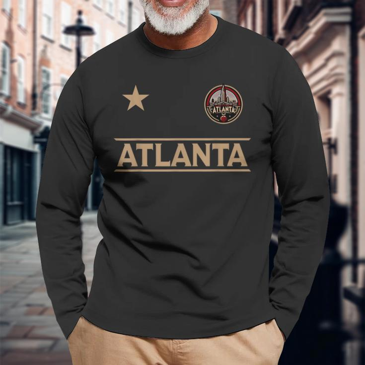 Atlanta Skyline Star Badge 2024 Peach Ball Edition Long Sleeve T-Shirt Gifts for Old Men