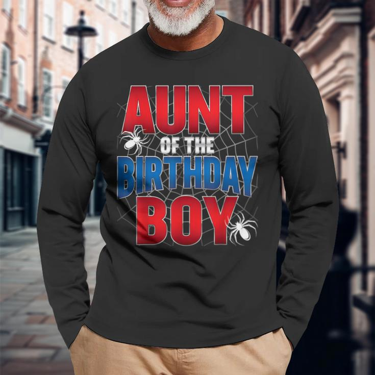Aunt Of The Birthday Boy Costume Spider Web Birthday Party Long Sleeve T-Shirt Gifts for Old Men