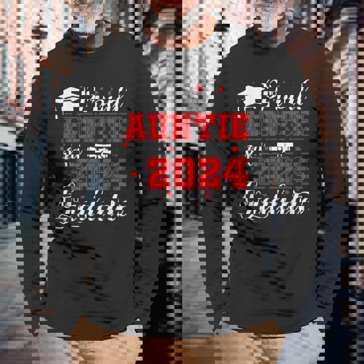 Auntie Senior 2024 Proud Auntie Of A Class Of 2024 Graduate Long Sleeve T-Shirt Gifts for Old Men