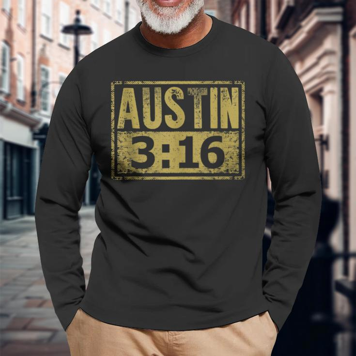 Austin 3 16 Classic American Distressed Vintage Long Sleeve T-Shirt Gifts for Old Men