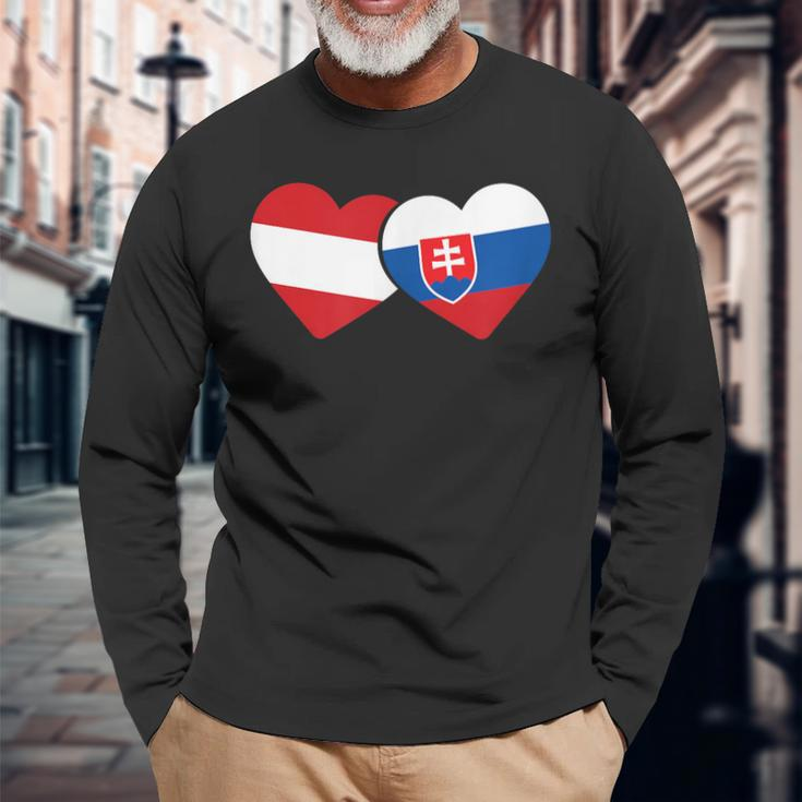 Austria Flag Slovak Flag Austria Slovakia Langarmshirts Geschenke für alte Männer