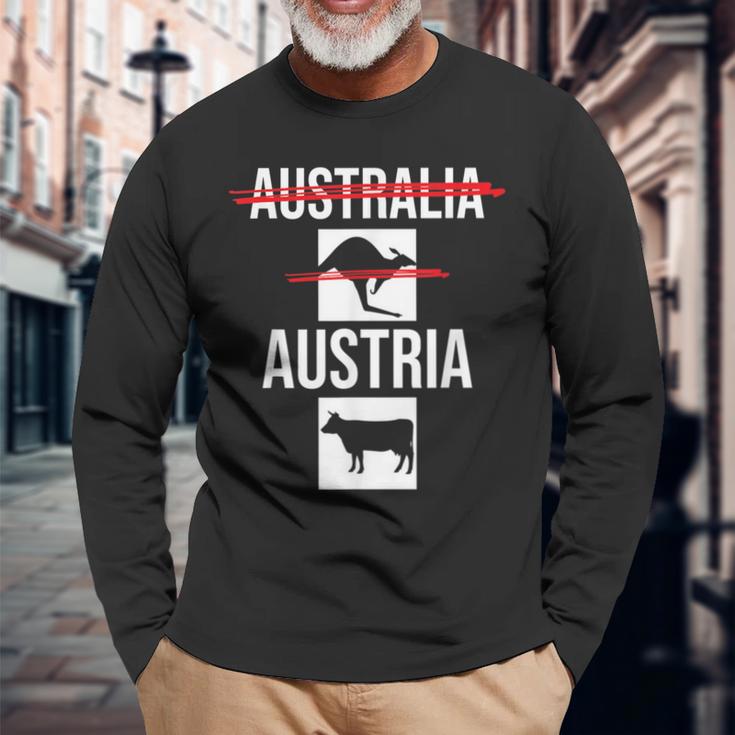 Austria Nicht Australia Österreich Kuh Nicht Känguru Langarmshirts Geschenke für alte Männer