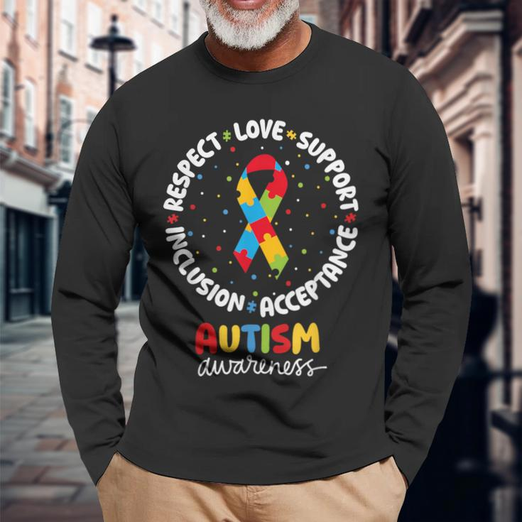 Autism Awareness Respect Love Support Acceptance Inclusion Long Sleeve T-Shirt Gifts for Old Men