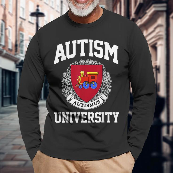 Autism Awareness University Puzzle Pieces Support Autismus Long Sleeve T-Shirt Gifts for Old Men