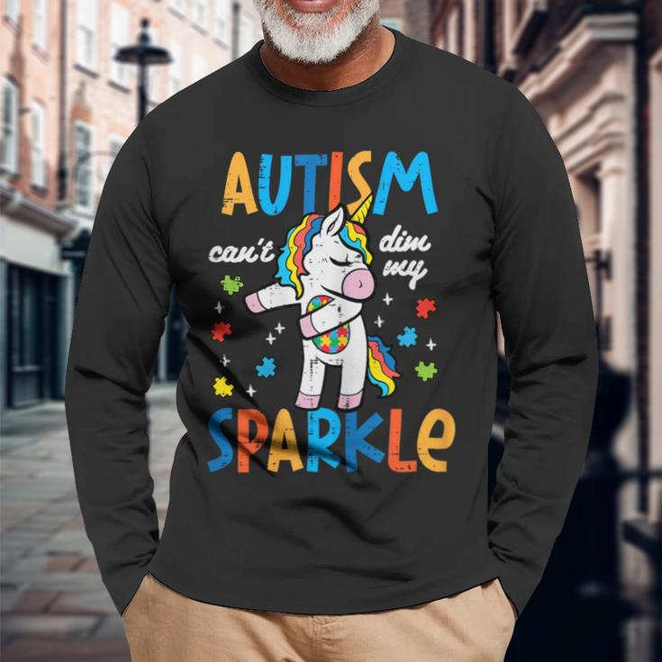 Autism Unicorn Floss Cant Dim My Sparkle Awareness Girls Kid Long Sleeve T-Shirt Gifts for Old Men