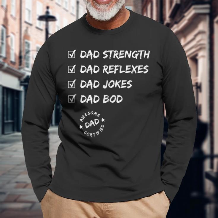 Awesome Dad Dad Bod Dad Jokes Strength Long Sleeve T-Shirt Gifts for Old Men