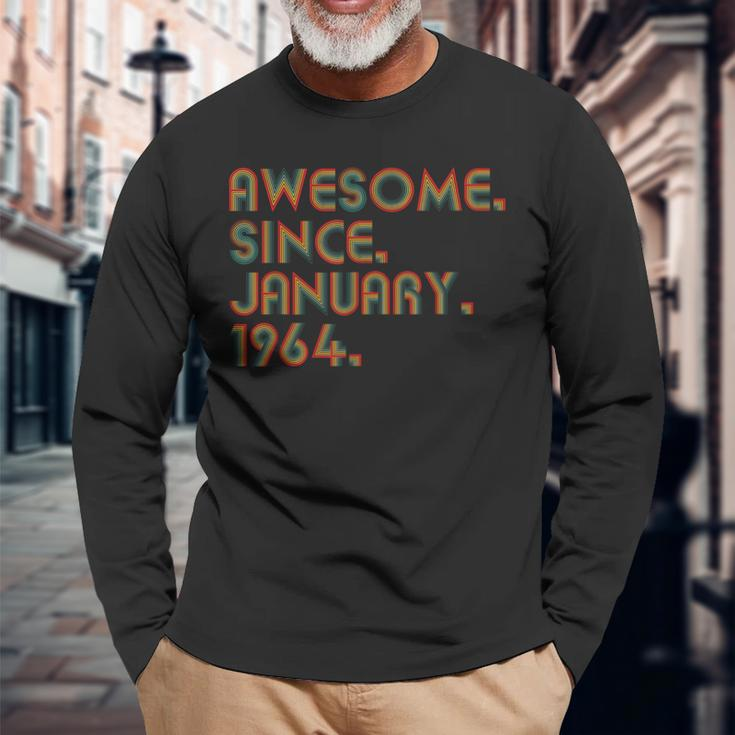 Awesome Since January 1964 Vintage 60Th Birthday Long Sleeve T-Shirt Gifts for Old Men