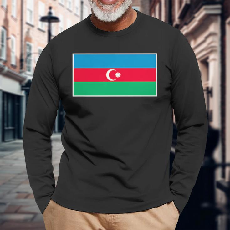 Azerbaijan Flag Vintage Azerbaijani Colors Langarmshirts Geschenke für alte Männer