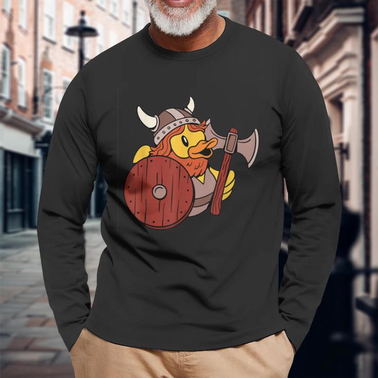 Badeente Wikinger Ente Lustige Gummiente Liebhaber Langarmshirts Geschenke für alte Männer