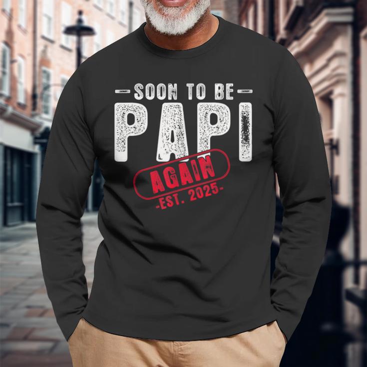 Bald Wird Papi Est 2025 Wieder Zum Neuen Papa Onkel Befördert Langarmshirts Geschenke für alte Männer