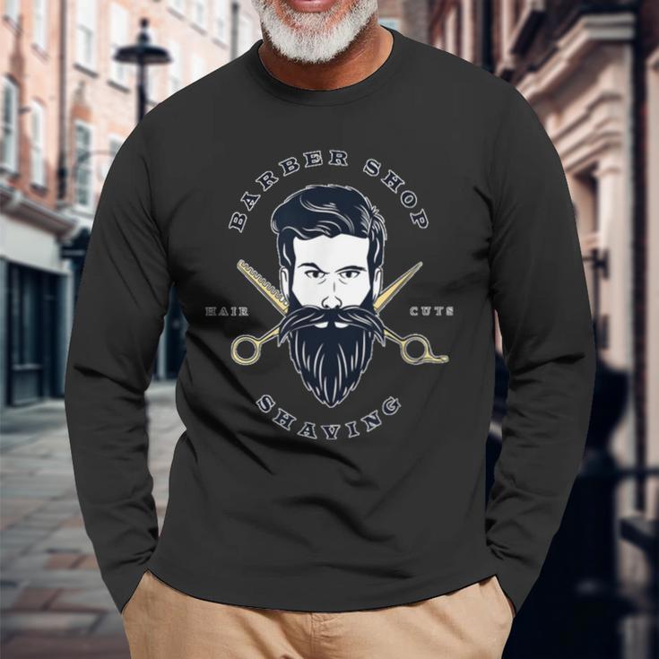 Barber Shop Hairdresser Idea Langarmshirts Geschenke für alte Männer