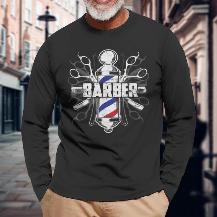 Barber Shop Pole Hairdresser & Barber Hipster Langarmshirts Geschenke für alte Männer