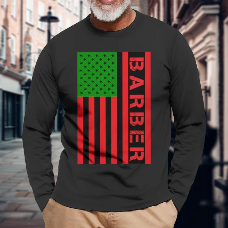 Barber Unia Flag Pan African American Flag Junenth Long Sleeve T-Shirt Gifts for Old Men