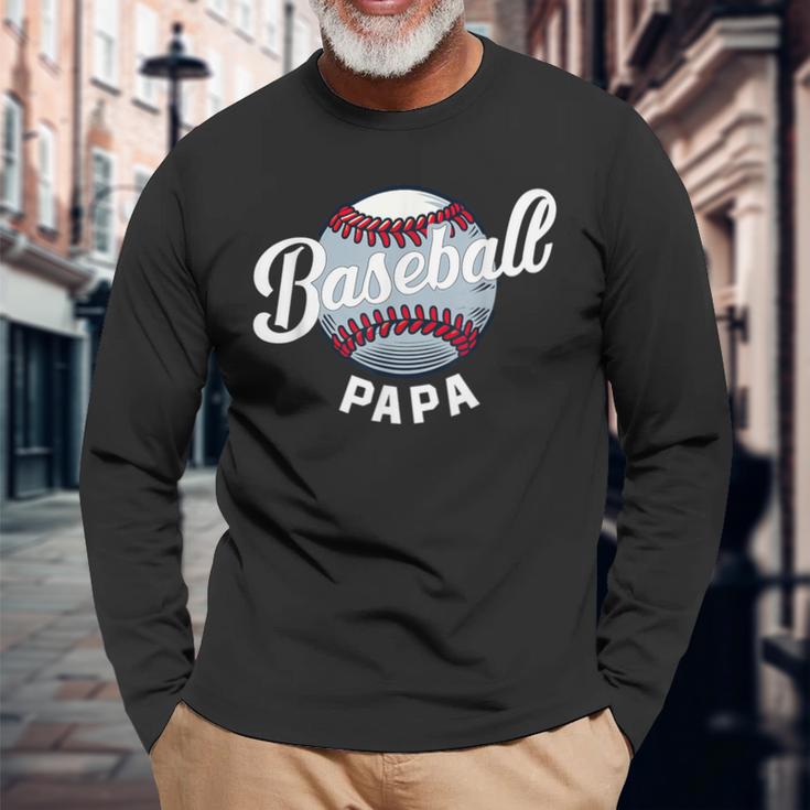 Baseball Papa Baseball Spieler Lustig Baseball Familie Retro Langarmshirts Geschenke für alte Männer