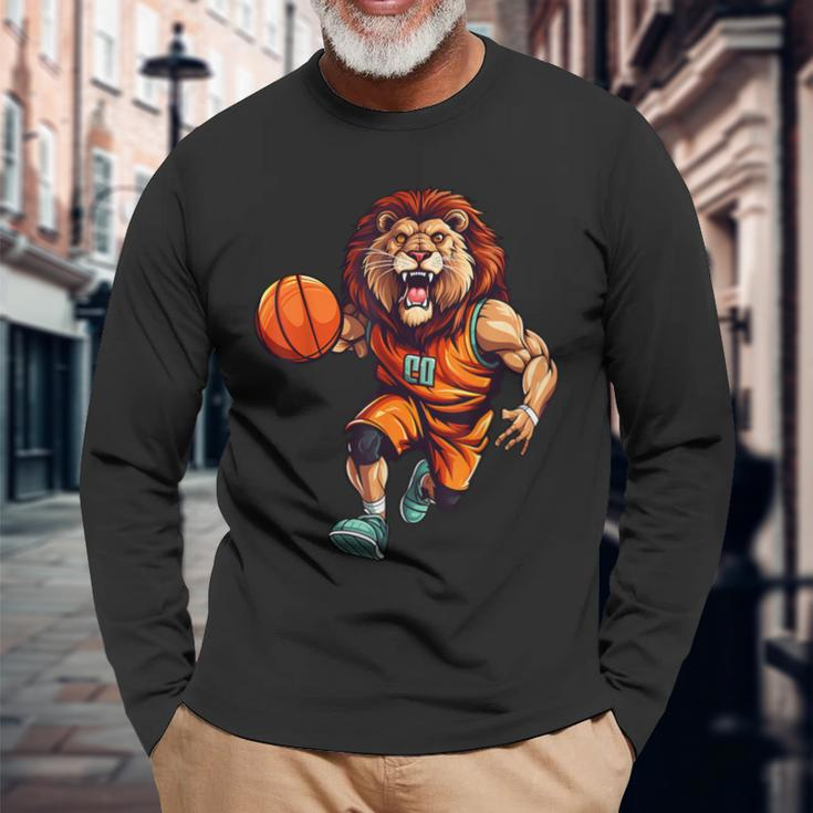 Basketball Lion Langarmshirts Geschenke für alte Männer
