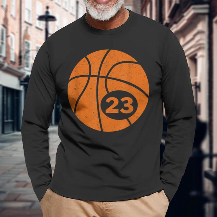 Basketball Player Jersey Number 23 Graphic Long Sleeve T-Shirt Gifts for Old Men