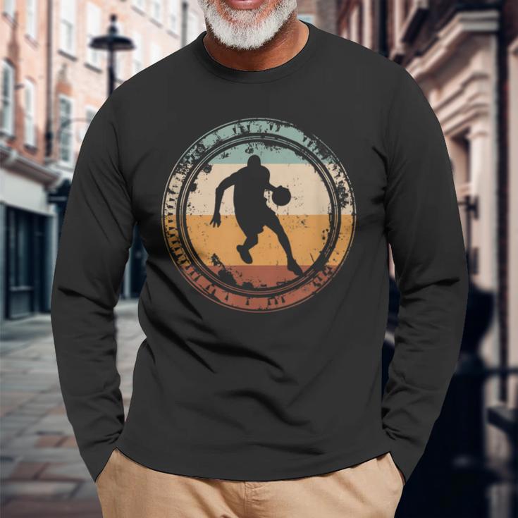 Basketball Player Vintage Langarmshirts Geschenke für alte Männer