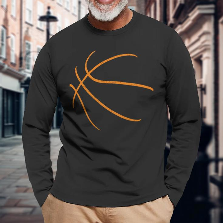 Basketball Silhouette Bball Player Coach Sports Baller Long Sleeve T-Shirt Gifts for Old Men