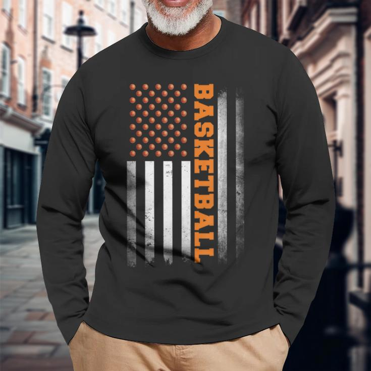 Basketball Usa Us Flag Basketball Boys Long Sleeve T-Shirt Gifts for Old Men