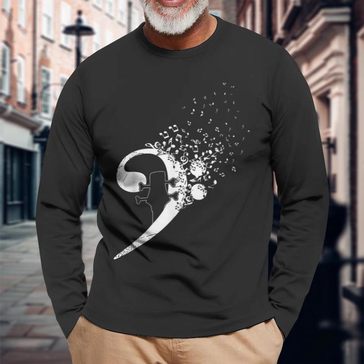 Bass Guitar Player Bassist Bass Clef Musician Bass Guitar Long Sleeve T-Shirt Gifts for Old Men