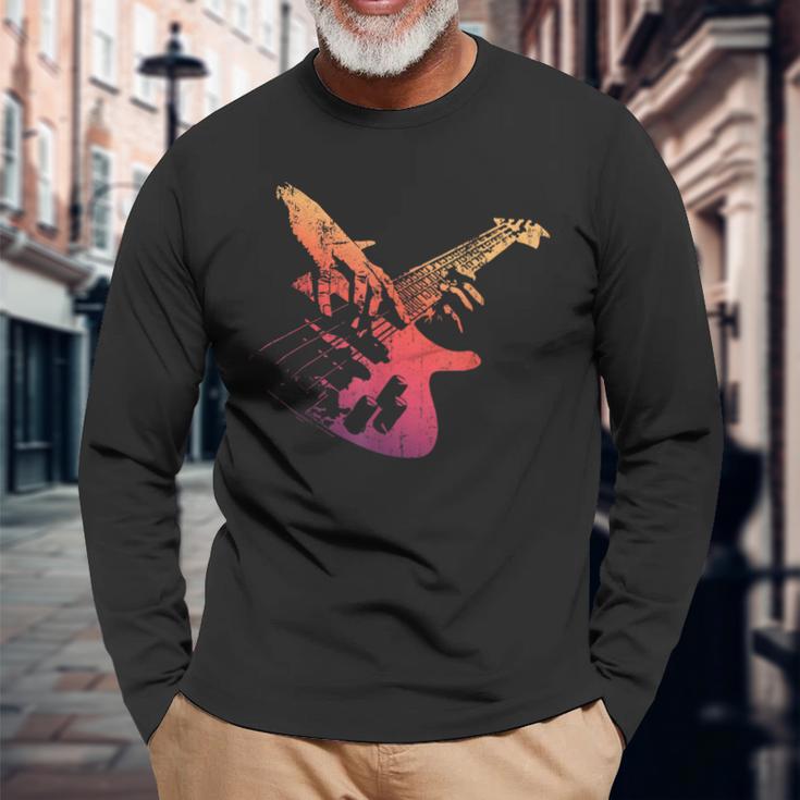 Bass Guitarintage Retro For Bassist Langarmshirts Geschenke für alte Männer