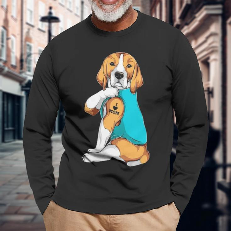 Beagle I Love Mom Apparel Dog Mom Womens Long Sleeve T-Shirt Gifts for Old Men