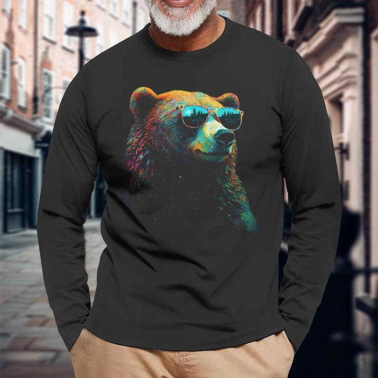 Bear Sunglasses Animal Colourful Forest Animals Bear Long Sleeve T-Shirt Gifts for Old Men
