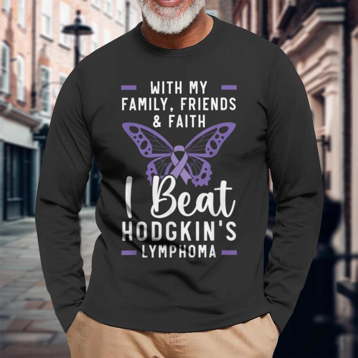 I Beat Hodgkin's Lymphoma Survivor Lymphoma Cancer Long Sleeve T-Shirt Gifts for Old Men