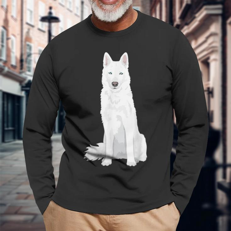 Beautiful White Siberian Husky Sweet White Snow Dog Long Sleeve T-Shirt Gifts for Old Men