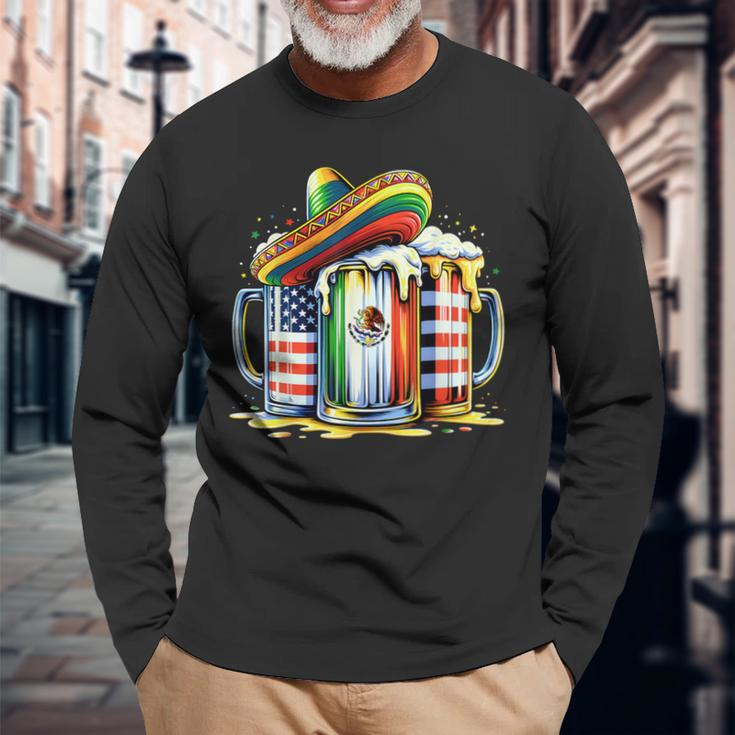 Beer Mexican Usa Flag Cinco De Mayo Drinking Party Women Long Sleeve T-Shirt Gifts for Old Men