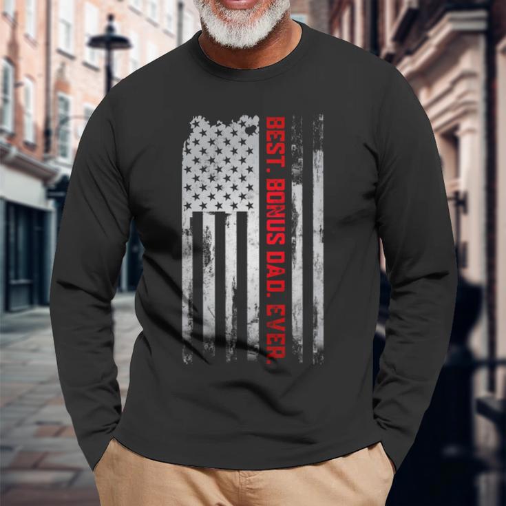 Best Bonus Dad Ever Amerikanische Usa-Flaggeatertagsgeschenk Papa Langarmshirts Geschenke für alte Männer