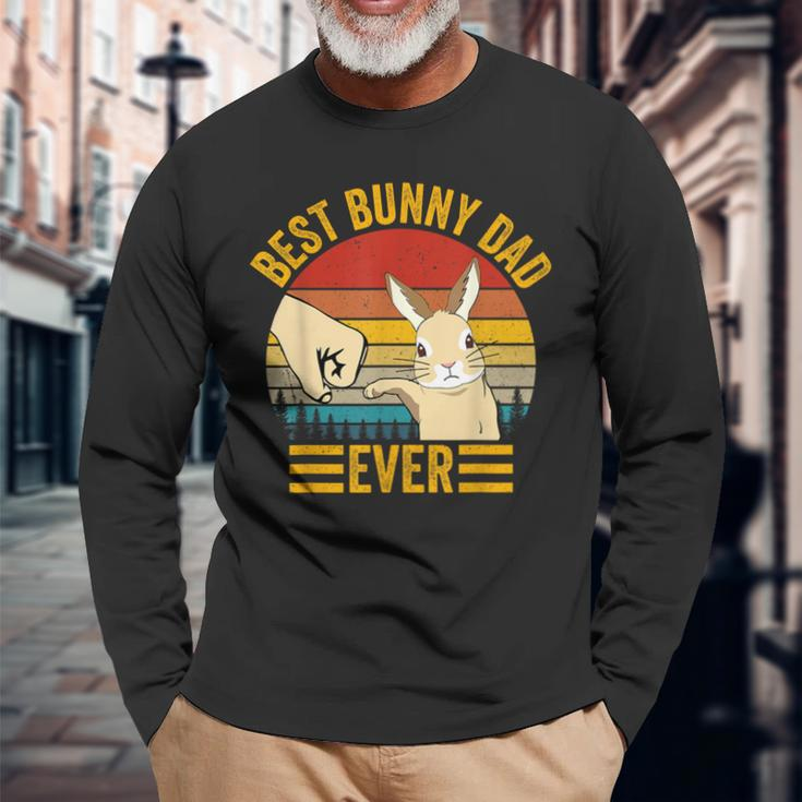Best Bunny Dad Ever Rabbit Lover Father Pet Rabbit Long Sleeve T-Shirt Gifts for Old Men