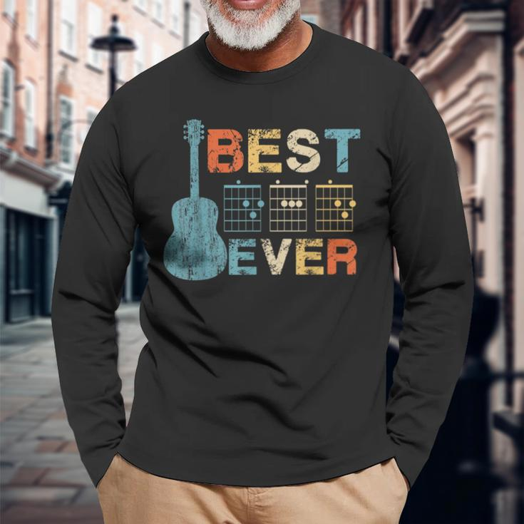 Best Dad Ever Guitar Chords Musician Father Day Long Sleeve T-Shirt Gifts for Old Men
